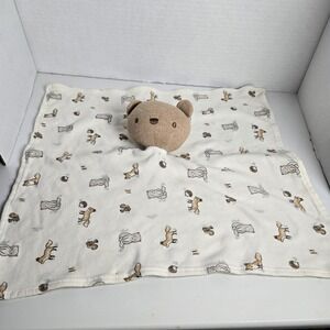 Rabbit + Bear By Emily And Oliver Organic Lovey Security Blanket Woodland Animal